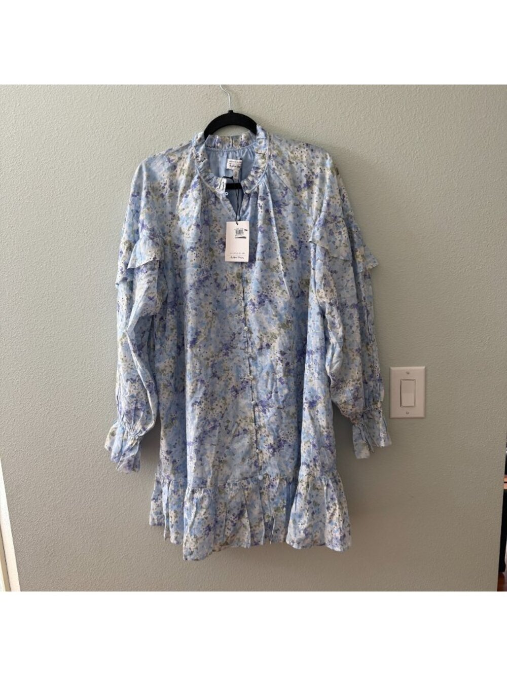 NWT *no belt* & Other Stories Cotton Silk Long Sleeve Floral Dress MEDIUM Ruffle